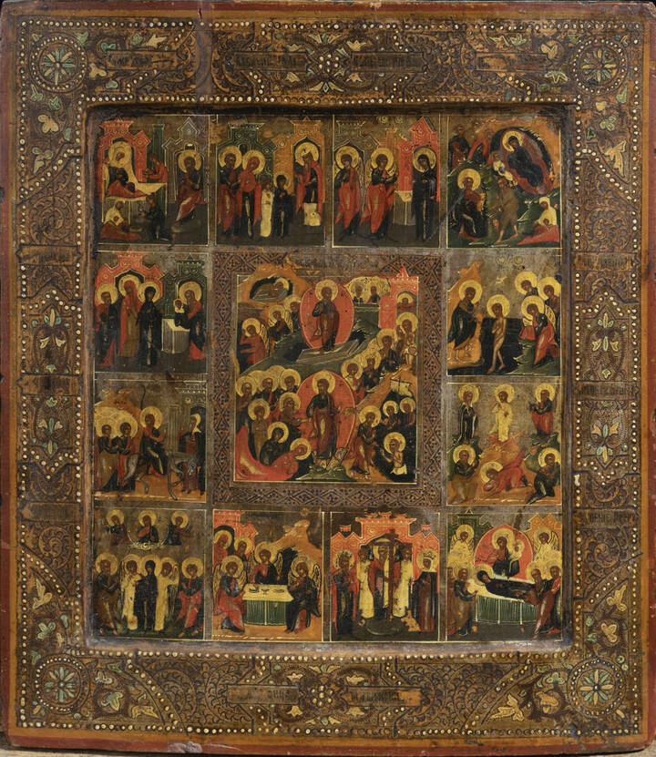 ICONA - 'Scena di vita religiosa e le dodici feste' XIX secolo