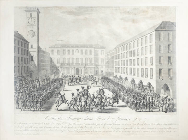 INCISIONE - 'Entrée des Français dans Turin le 17 frimaire an 7' 1799 ca
