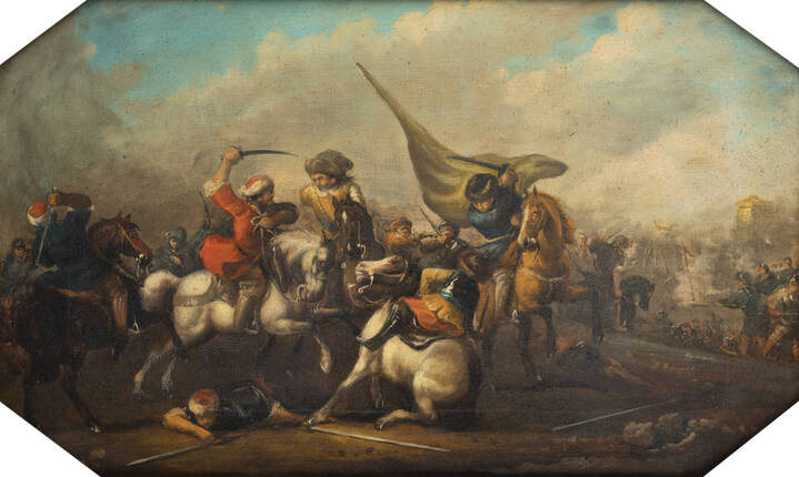 PITTORE ANONIMO FINE XIX SECOLO - 'Battaglia'