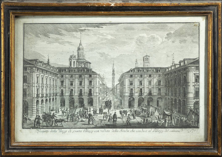 SCOPLIS DEL BORGO - 'Prospetto di Porta Palazzo con veduta della strada che conduce al Palazzo del Comune'