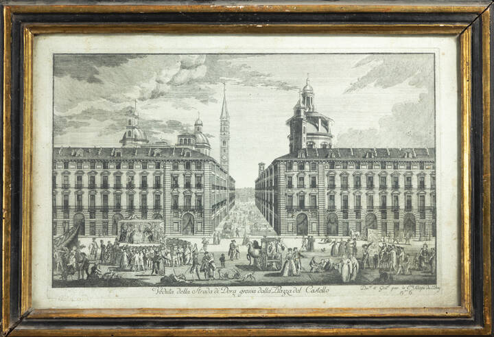 PITTORE ANONIMO - 'Veduta della Strada di Dora grossa dalla Piazza del Castello'