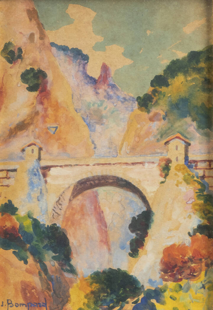 JEAN BOMPARD - 'Demarcation de la frontiere; le Pont St. Louis-Frontiere, France-Italie-Menton' 1929