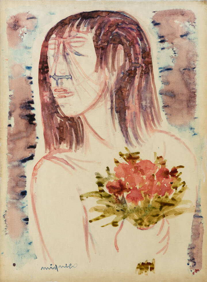 GIUSEPPE MIGNECO - 'Ragazza con fiori' 1967