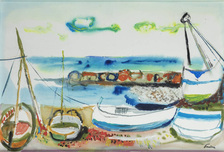 ENRICO PAULUCCI - 'Molo e barche' metà anni '70