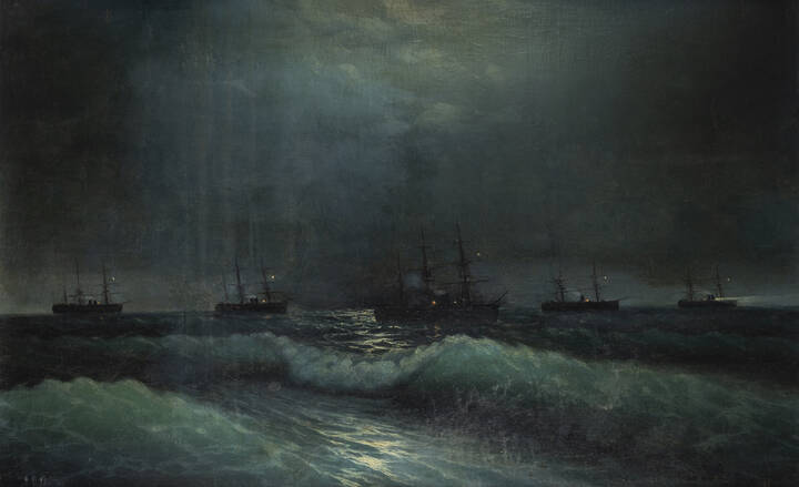 CLAUDUS RUDOLF (attribuito) - 'Marina con flotta'