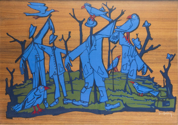 FRANCESCO CASORATI - '5 spaventapasseri inutili' 1970