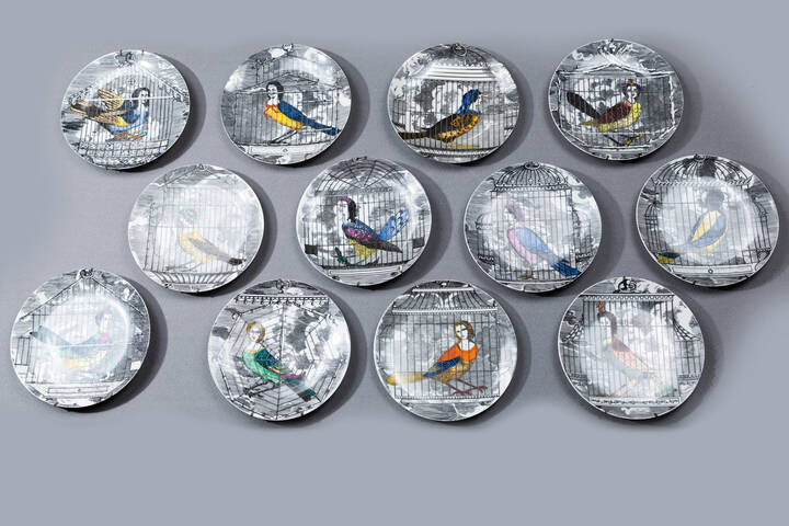 PIERO FORNASETTI - Dodici paitti della serie  Arpie gentili