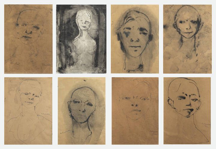 ENRICO COLOMBOTTO ROSSO - Lotto di otto disegni