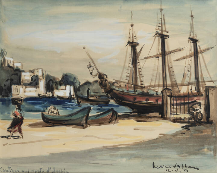 FELICE VELLAN - 'Cantiere al porto di Ischia'  14/V/1952