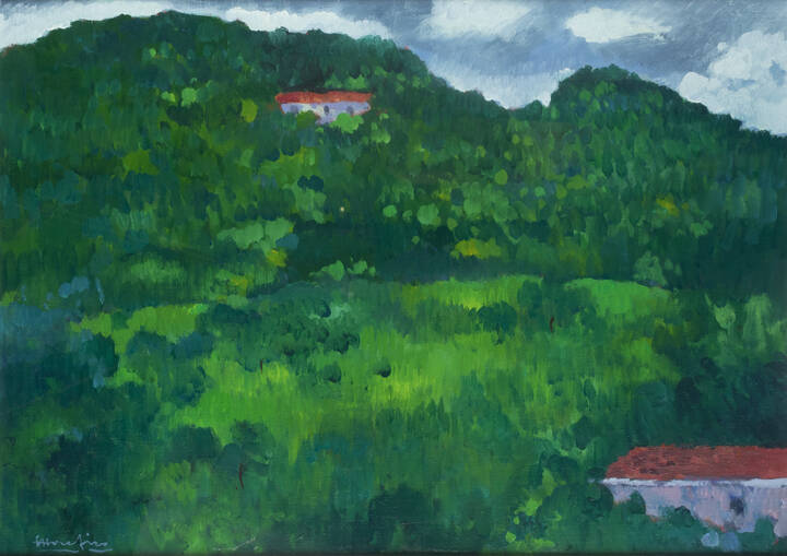 ETTORE FICO - 'Paesaggio collinare con case'