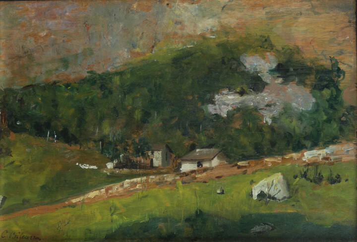 CESARE BISCARRA - 'Paesaggio montano con baite'