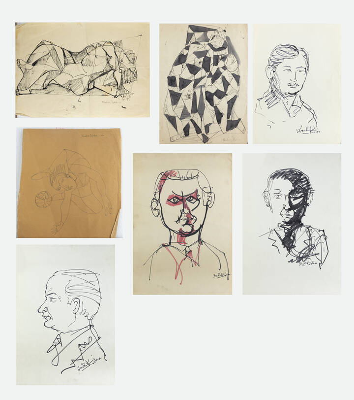 IBRAHIM KODRA - Cartella con sette disegni