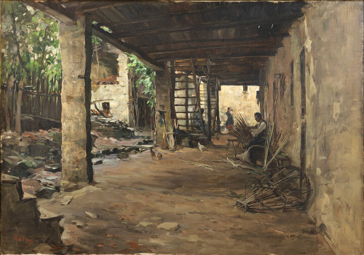 CARLO FOLLINI - 'Calma pomeridiana (rustico in Valle d'Aosta)'