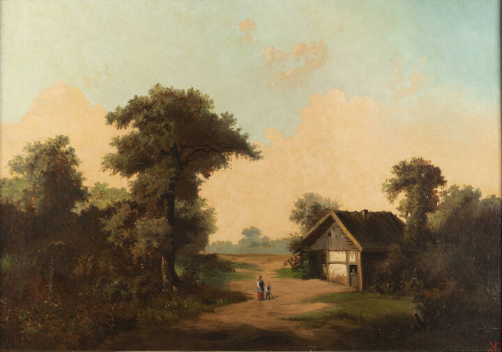 VASARRI EMILIO (attribuito) - 'Paesaggio della campagna toscana' 1885