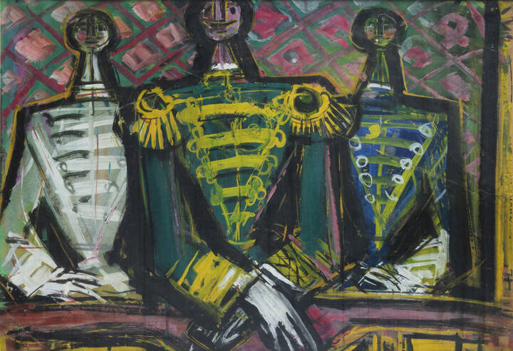 LUIGI SPAZZAPAN - 'Palco a teatro con ufficiali' 1950