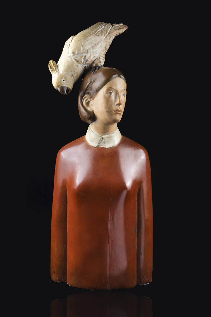 ARON DEMETZ - 'Busto di fanciulla con cacatoa' 2000