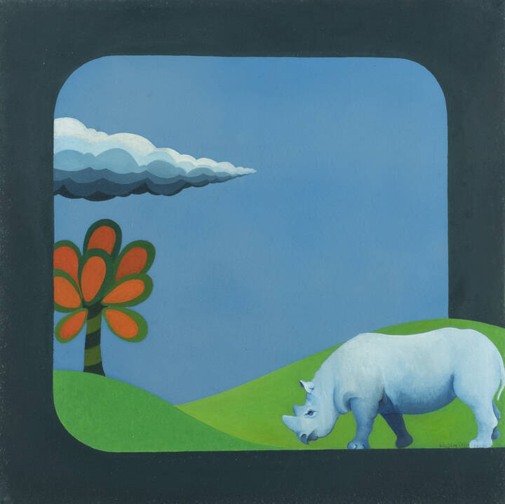 RENATO RICCI - 'Rinoceronte in un prato' 1972