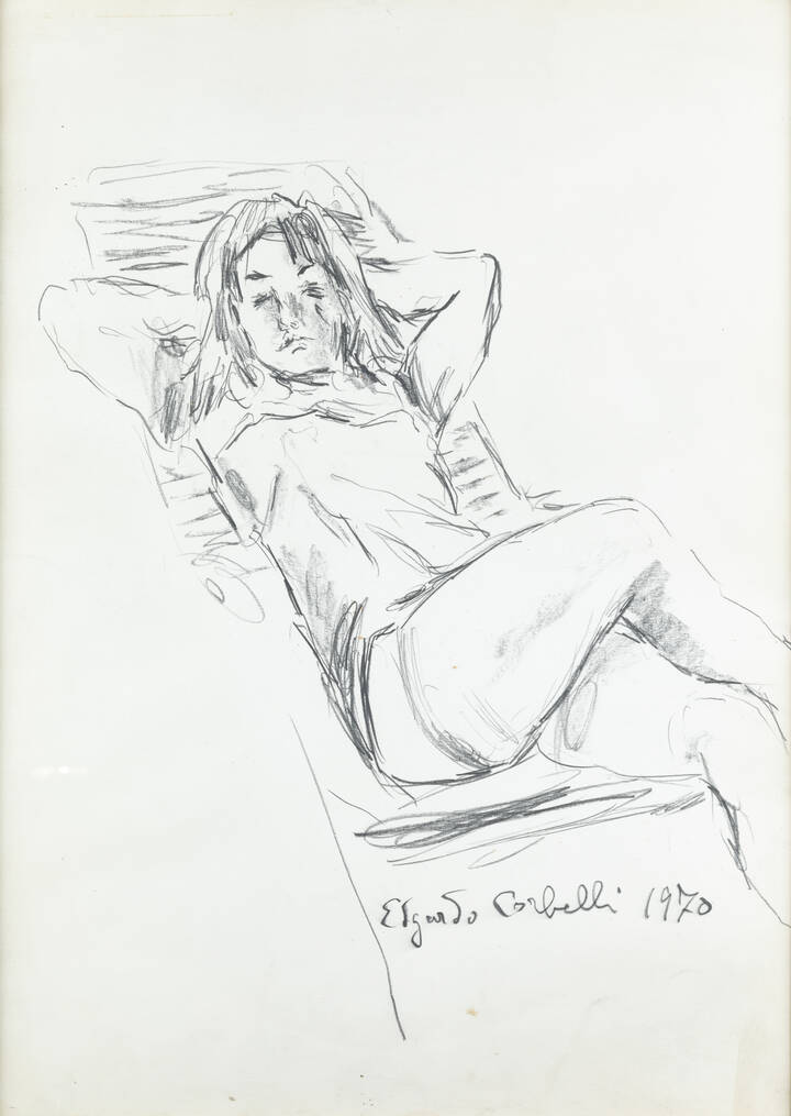 EDGARDO CORBELLI - 'Ragazza sdraiata' 1970