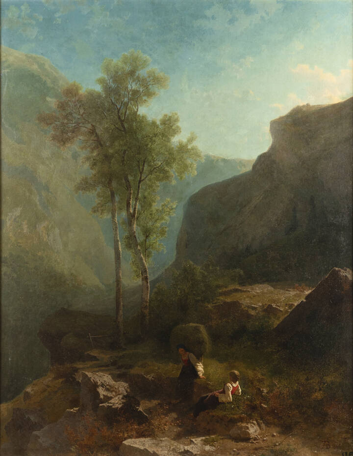 ANGELO BECCARIA - 'La fenaiuola in Valsesia' 1866
