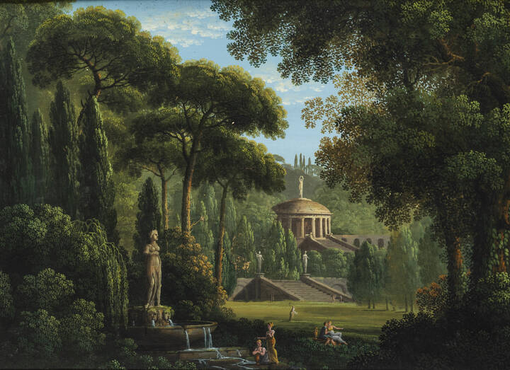 GIUSEPPE CANELLA - 'Paesaggio con figure e fontana' 1815