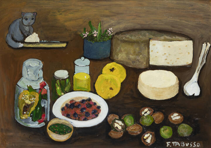 FRANCESCO TABUSSO - 'Natura morta con gatto e formaggi' 2006