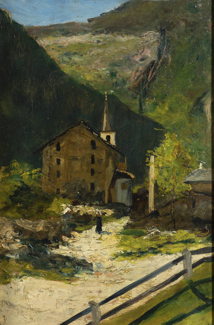 PITTORE ANONIMO - 'Paesaggio con chiesette'