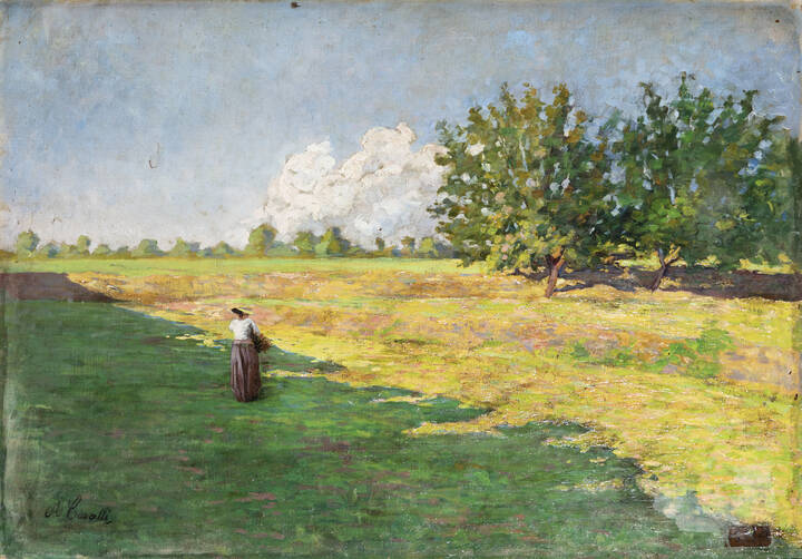 ALESSANDRO CAVALLI - 'Paesaggio estivo con contadina'