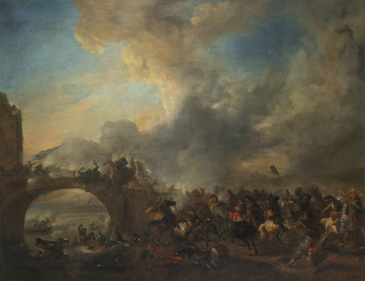 PITTORE ANONIMO DEL XIX SECOLO - 'Battaglia' 