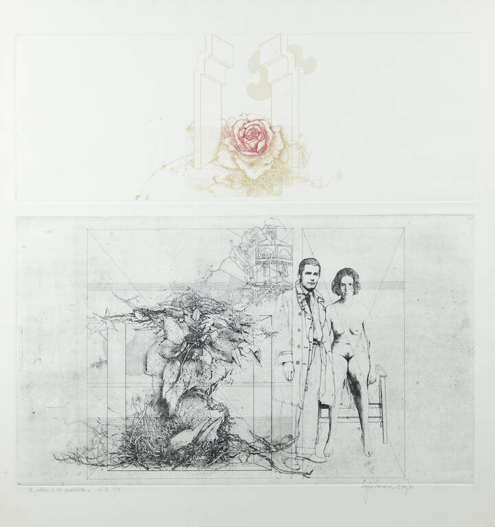 SERGIO SARONI - 'Il pittore e la modella n. 2', 1970-1971