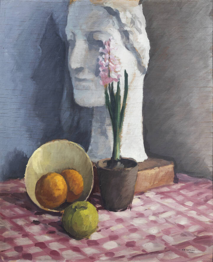 TEONESTO DEABATE - 'Natura morta con testa in gesso, fiori e frutta' 1930