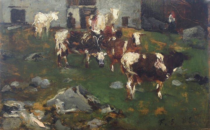 LORENZO DELLEANI - 'Pascolo davanti alla cascina' 5/5/1882