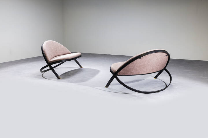 GASTONE RINALDI - Coppia di poltrone mod. Saturno