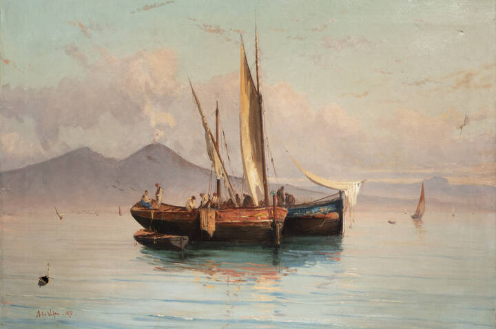 LA VOLPE ALESSANDRO (attribuito a) - 'Pesca all'alba' 1870