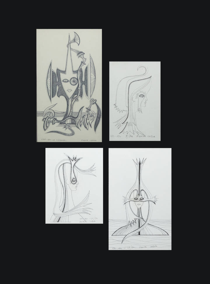 PONTE CORVO (Raffaele Pontecorvo) - Lotto di quattro litografie<br>a - '435' 1971<br>b - '576' 1974<br>c - '573' 1974<br>d - '575' 1974<br>