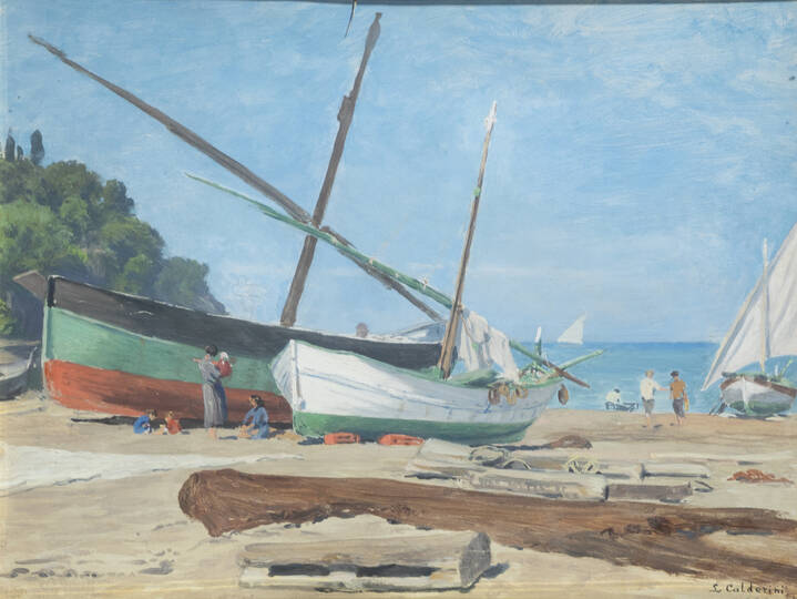 LUIGI CALDERINI - 'Sulla spiaggia di Sestri' 1925