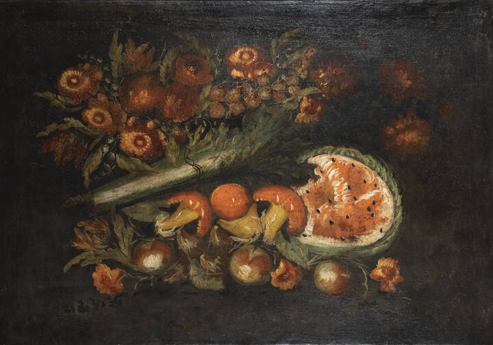 PITTORE ANONIMO DEL XVII SECOLO  - 'Natura morta con anguria'