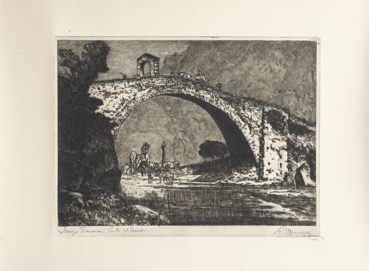 FRANCESCO MENNYEY - 'Lanzo Torinese - Ponte del Diavolo' 1944