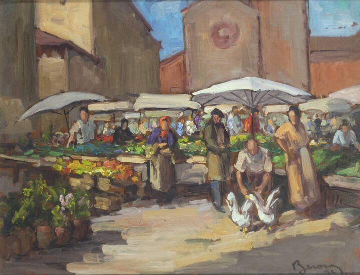 VITTORIO BUORA - 'Mercato a Chivasso' 1952