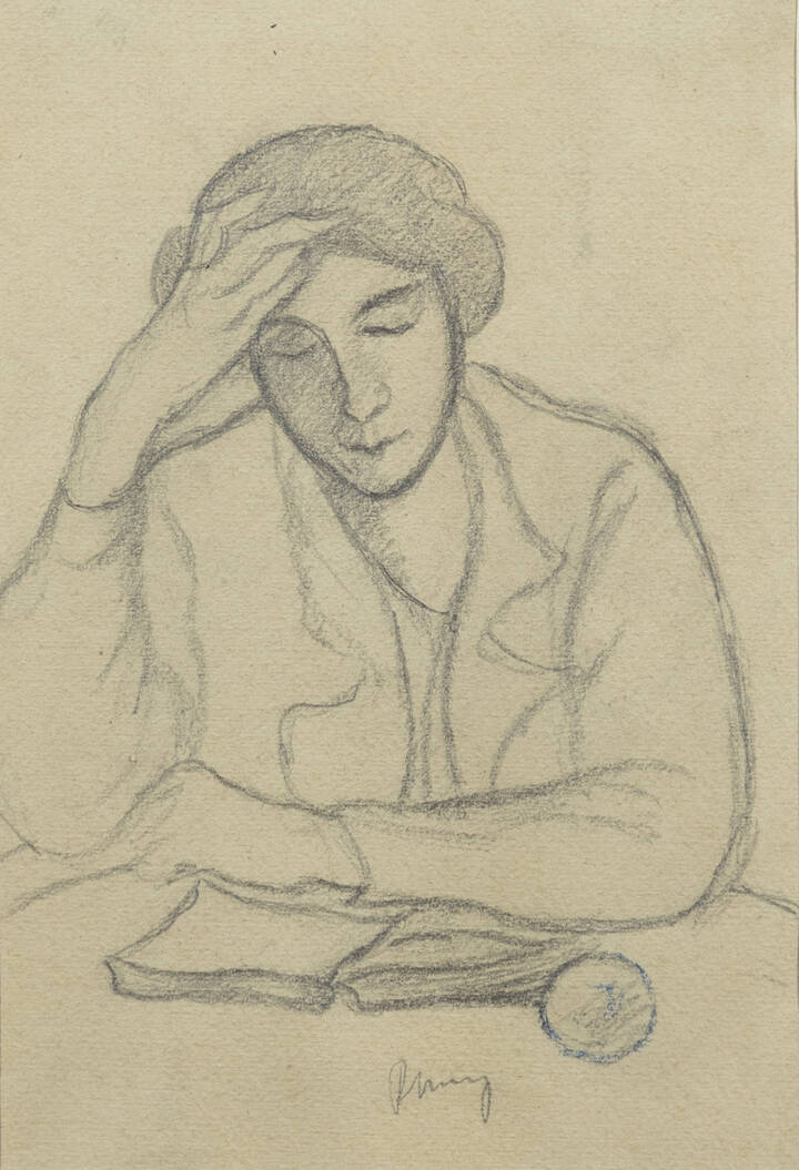 PIETRO MARUSSIG - 'Modella con mano alla fronte' 