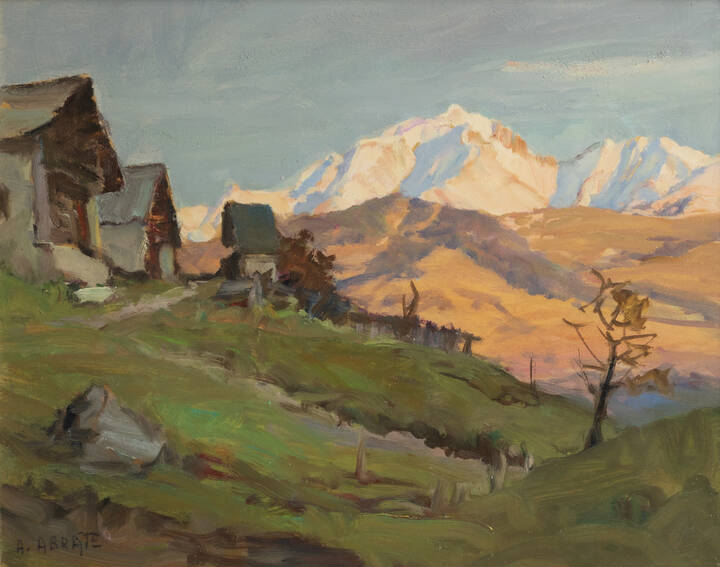 ANGELO ABRATE - 'Il Monte Bianco al sole che tramonta sulle alture di Megève ' Sallanches autunno 1967
