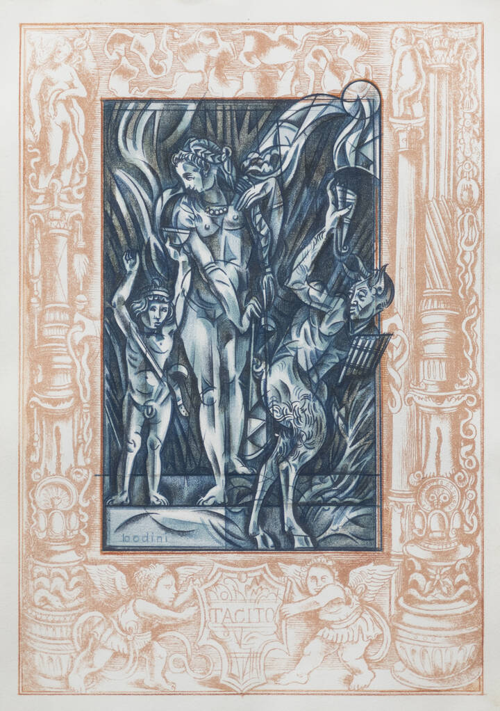 FLORIANO BODINI - 'Donna con bambino e fauno'