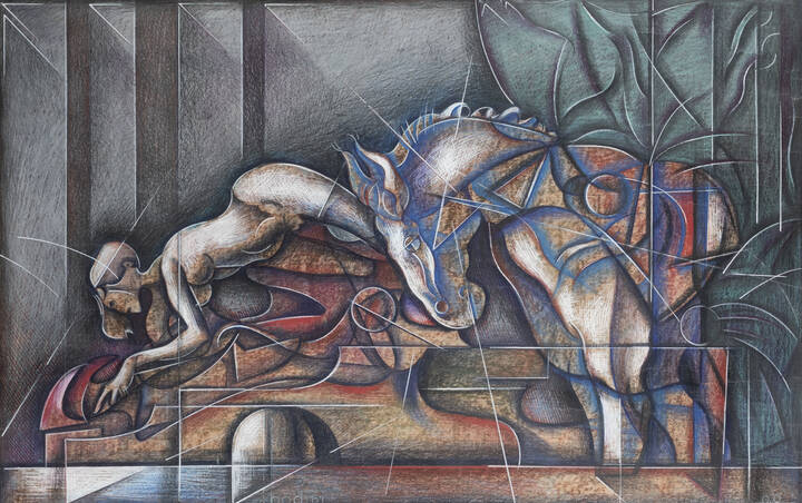 FLORIANO BODINI - 'Figura femminile e cavallo' 2000