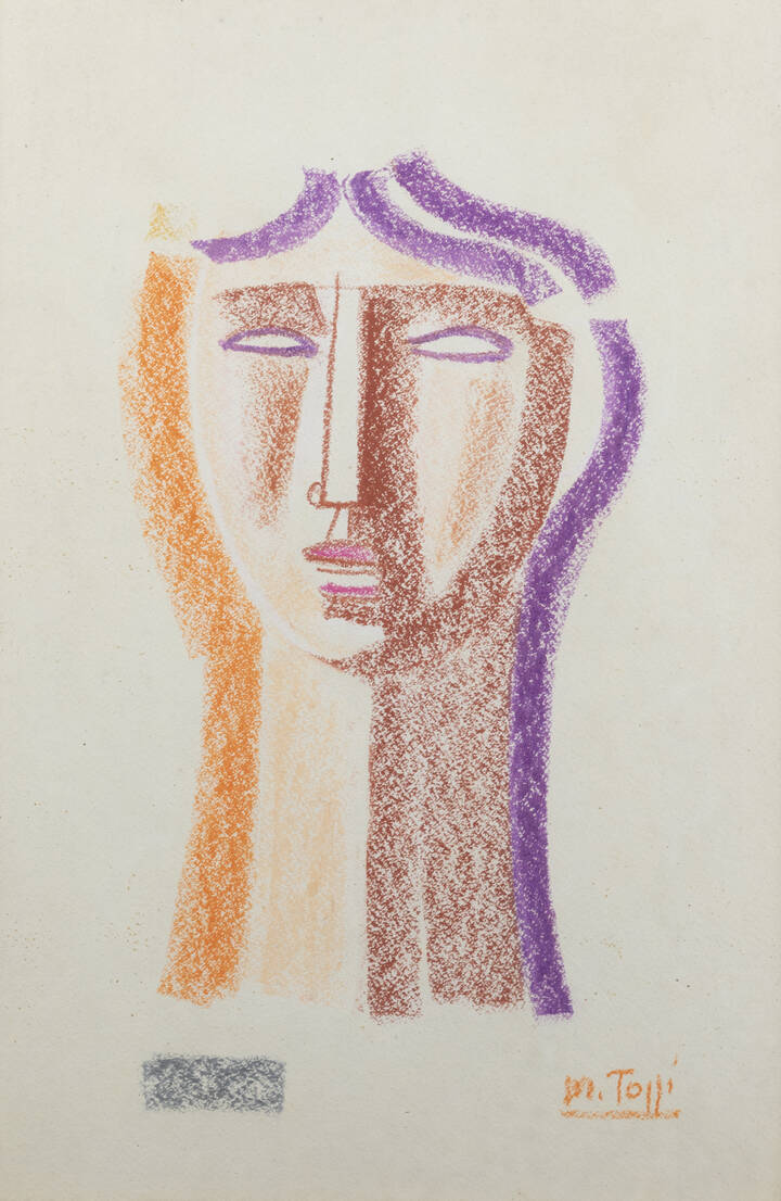MARIO TOZZI - 'Testina Arancio e Viola', 1970