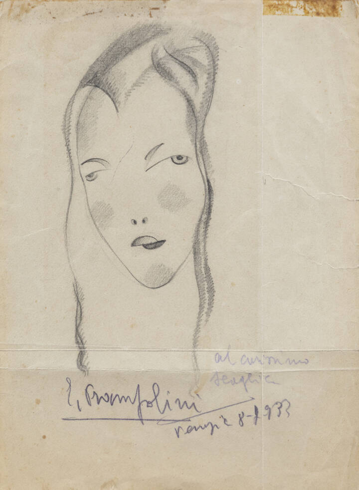 ENRICO PRAMPOLINI - 'Volto femminile' Venezia 8/7/1933
