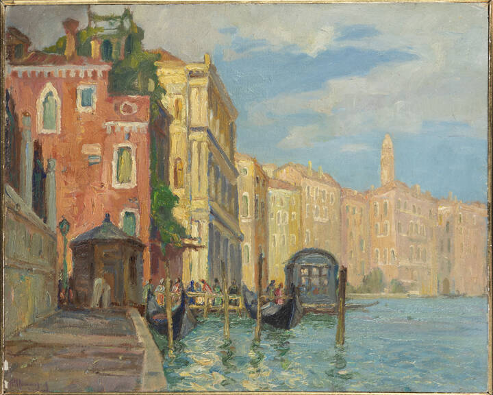 FRANCESCO MENNYEY - 'Sul Canal Grande - Traghetto San Marcuola - Palazzo Vendramin'