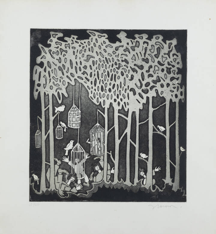 FRANCESCO CASORATI - 'Le gabbie nel bosco'1967