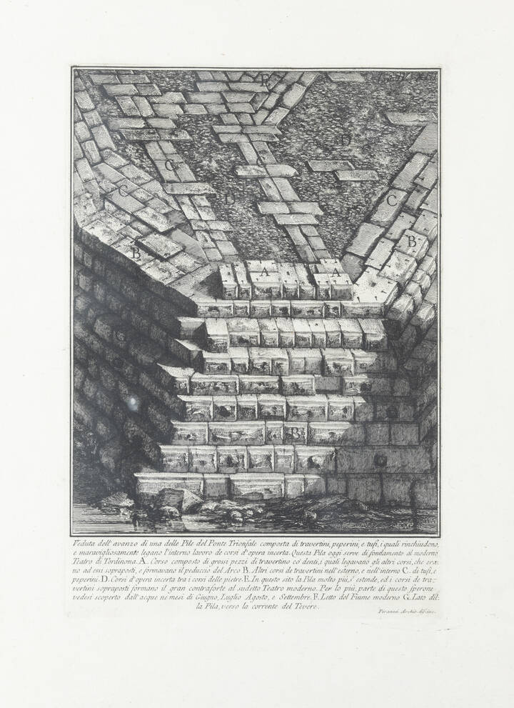 GIOVANNI BATTISTA PIRANESI - 'Veduta dell'avanzo di una delle Pile del Ponte Trionfale - Roma'