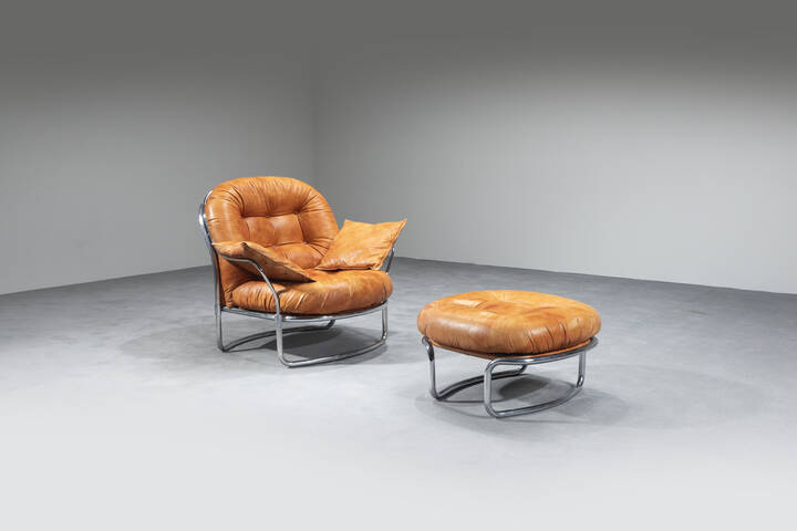 CARLO DE CARLI - Set di poltrona mod. 915 con pouf