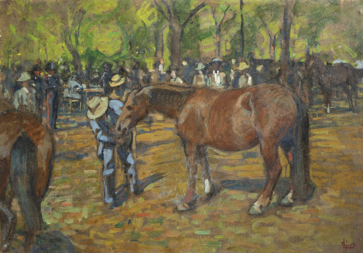 LUIGI GIOLI - 'Mercato dei cavalli in Maremma'