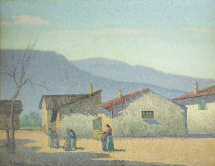 ANGELO RESCALLI - 'Casolari con figure'